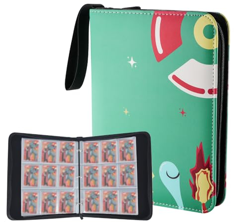 1080 Pockets Cards Holder Album, 9-Pocket PU Leather Trading Card Binder Collectors Holder Card Book for Trading Games Cards and Photos etc. with Zipper & 60 Removable Sleeves