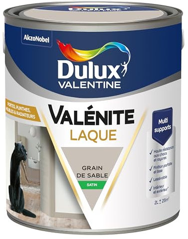 Dulux Valentine Peinture Laque Valénite Intérieur et Extérieur Multi-supports - Finition parfaite et lisse, Formule Haute Résistance - Satin Grain de Sable 2 L