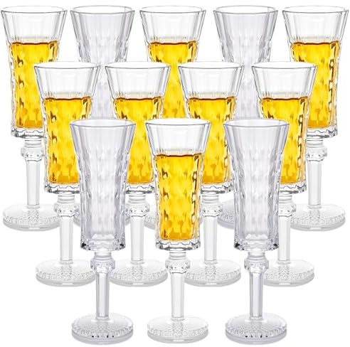 Cordial Glasses with Stem, Crystal Fancy Shot Glasses - Set of 12 | Limoncello Glasses | Sherry | Liqueur 1.5 oz / 45 ml
