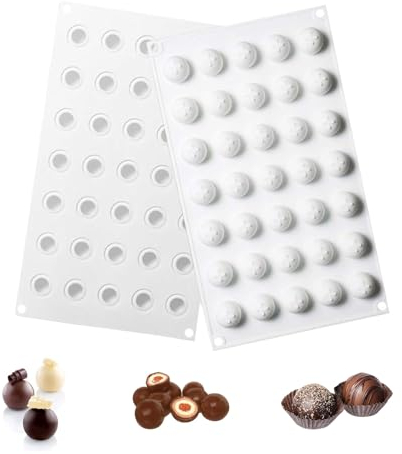 GUOYOU Schokoladenformen, Runde Kugel Silikon Backform Kugel Silikonform Kugel Pralinenform Ball Trüffel Moule Diy Kuchen Eiskugeln Gelee Eiswürfel Bonbons Dome Mousse(35 Löcher Ø 2cm)