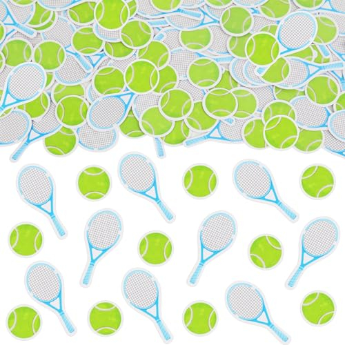 Sursurprise 200 coriandoli da tennis per ragazzi – palline da tennis sparse di carta, decorazioni per la tavola da dessert grigio verde, forniture per la tavola di compleanno a tema sportivo