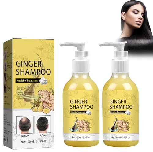 Dyceittdia 2pcs Shampoo allo Zenzero, Shampoo denso per Capelli allo Zenzero, Shampoo anti-prurito allo Zenzero, Shampoo Rinforzante per Capelli, Shampoo Volumizzante, 2pcs*100ml, hair2