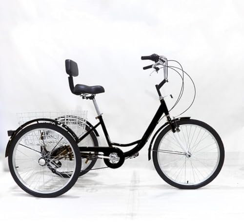 ARBGO 3-Rad-Cruiser-Fahrrad, Dreirad-Fahrrad for Erwachsene, mit Lordosenstütze, 6-Gang 24-Zoll, Mit Einkaufskorb, Werkzeuge for Besichtigungstouren, für Senioren, Frauen, Männer, Umweltfreu