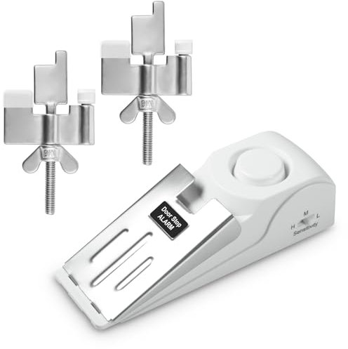 Butée de Porte avec Alarme et Serrure de Porte Portable, Cale Porte avec Alarme 120 dB, Kit de Porte de Sécurité à Double Protection Réglable pour la Protection Personnelle de la Maison,Voyage（3）