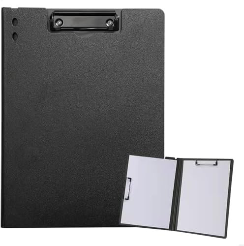 Porte Document avec Couvercle, Porte Bloc A4 avec Pince, Porte Documents A4 pour Bureau, Chantier, école, Noir