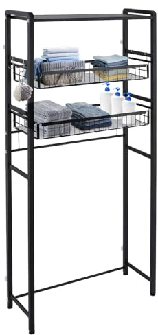 LIAIZE Waschmaschinenregal, 3-stufiges Verstellbares Kohlenstoffstahl Regal für die Waschküche, Toilettenregal Multifunktional Badezimmerregal Platzsparender Badezimmerträger