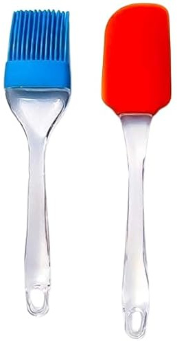 Mr.Gadget's Solutions Juego de 2 utensilios de cocina antiadherentes para cocinar, hornear y mezclar, cepillo y espátula de silicona duraderos para preparar alimentos sin esfuerzo