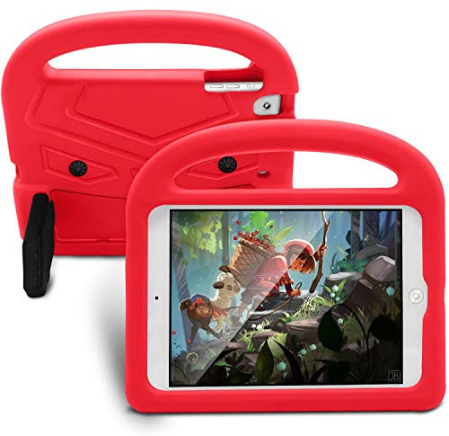 Tablet PC Väskor Fodral Fodral Tablet Väska till iPad Mini 1/2/3/4/5 Silikonväska Compatible with barn, Compatible with barn chocktäta lättviktiga droppskyddade stativ tablettfall, med handtag och kic