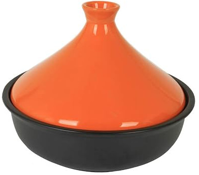 XIUCAI Moroccan Tagine Pot, Clay Pots with Lid, Traditional Cooking Pot for High Temperature Resistance & Moisture Retention, for Your Kitchen, Restaurant,B Orange