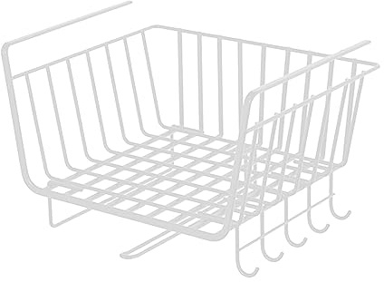Qectial Mensola Sospesa per Mobile da Cucina, sotto Il Ripiano, Cestino da Banco, a più Livelli, Senza Supporto da Parete sotto La Scrivania, Supporto per, Bianco