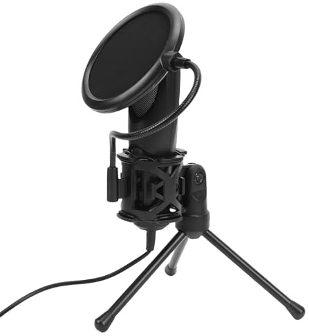 Fabater Spel USB -mikrofon med RGB -brusreducering och Popfilter för PC streaming och Podcasting, Svart Färg