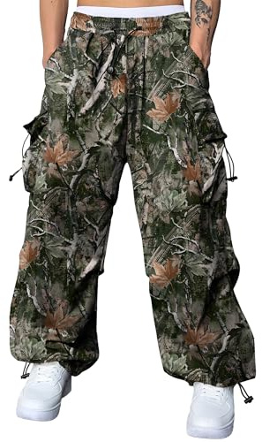 JMIERR Men's Casual Camo Lounge Travel Parachute Pants Wide Leg Trousers Beam Feet Harem Baggy Sweatpants Cargo Streetwear Pants for Fall Essentials Clothes Trendy Street Wear,L, Multicolor 2