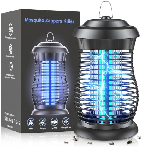 Lampada Antizanzare Elettrica, 4200V 20W UV Lampada Zanzare Elettrico, Impermeabile IPX6 360° Acchiappa Zanzare Elettrico, Uccidi Trappola Insetticida Zanzare per Interno Esterno con 1 Spazzole Pulite