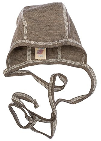 Baby Häubchen Wolle & Seide, Engel Natur, Gr. 50/56-74/80, 3 Farben (74/80, Walnuss)