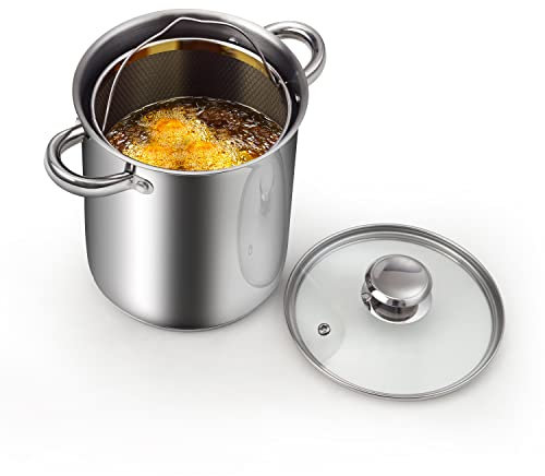 Cook N Home 2478 3 Piece asparagi verdure pentola per cottura a vapore, 4 quart, in acciaio INOX