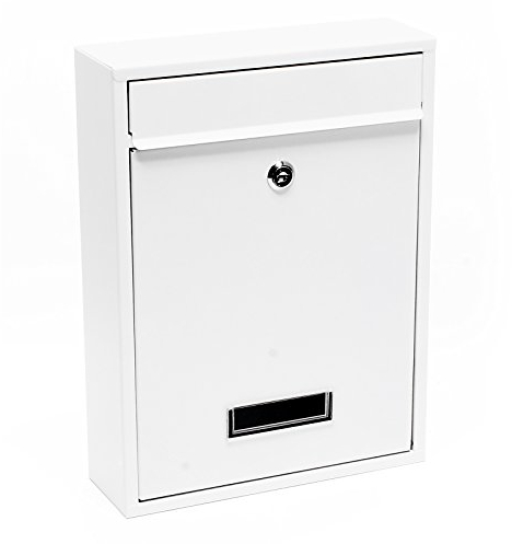 Wiltec Buzón de Pared Color Blanco V10, buzón de Pared con Cerradura, Dos Llaves y Placa de identificación buzón de Acero con Recubrimiento en Polvo para Montaje en Pared