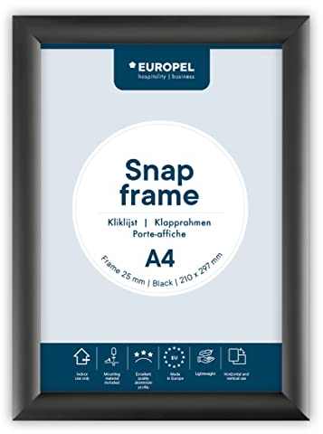 OPUS 2 - Marco de Aluminio A4 con sistema Easy-Click, 25 mm, color Negro, 355028