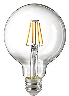 SIGOR LED Filamentlampe GLOBE G95, 230V, Ø 9.5cm / L 14cm, E27, 7W 2700K 806lm 300°, dimmbar, Klar