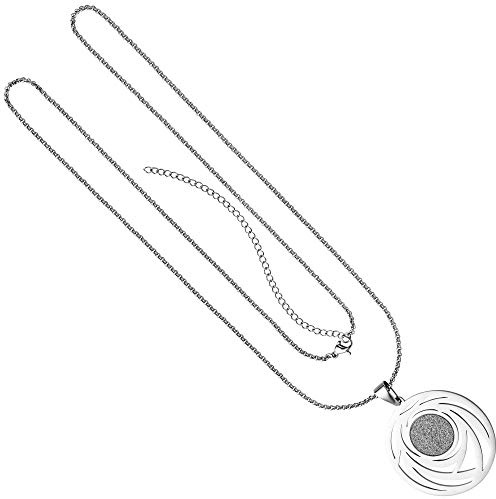 Jobo Damen-Halskette aus Edelstahl mit rundem Anhänger 80 cm