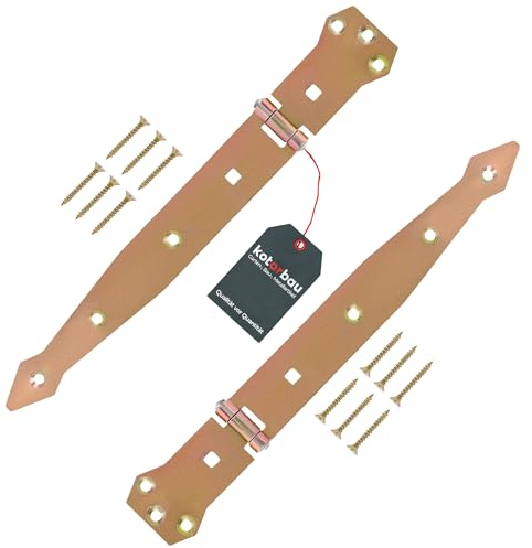 KOTARBAU® Set di 2 cerniere da 250 mm, zincate, per porta, cerniera a croce, cerniere decorative, colore giallo, antiruggine