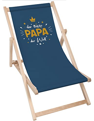 DreamRoots Vatertagsgeschenk für Papa Liegestuhl Holz klappbar aus Buchenholz, bis 130 kg, mit Verstellbarer Rückenlehne faltbar und robust - Bester Papa Geschenke