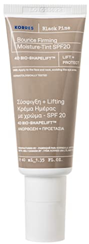 KORRES BLACK PINE 4D BioShapeLift Straffende Feuchtigkeitscreme, leicht getönt für einen strahlenden Teint, mit SPF20, vegan, 40 ml