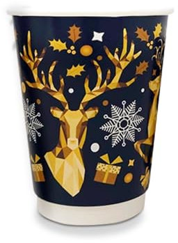 We Can Source It Ltd - Leak-Resistant 8oz 12oz Christmas Paper Coffee Cups – Eco Friendly and Disposable Holiday Hot Beverage Cups – Ideal for Parties, Hot Chocolate, Tea, Coffee (100, 12oz)