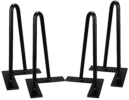 WOPPLXY 4PCS 8Inch Hairpin Legs - Hairpin Table Legs 20cm Table Legs Heavy Duty - 10mm 2 Rods Black Furniture Legs with Rubber Floor Protectors for Coffee Table, Sofa, Cabinet