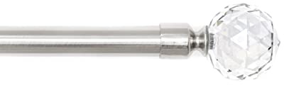HOMEYA - Barra Cortina Extensible - Barra Forjado Extensible para Cortina - Palo Delgado con Sorportes 70-120cm, Plata - Cristal
