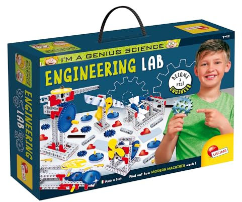 Lisciani - JAG ÄR ETT GENI INGENJÖRSLABORATORIUM- Vetenskapligt och pedagogiskt kit - Experiment - Maskiner att bygga - För barn från 7 till 12 år