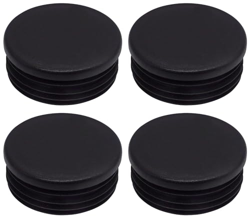 SKIR'CO (4 piezas) Insertos de tubo redondos de 60 mm, tapones para postes de valla, tapas de tubo de plástico negro, tapones de tubo, negro RAL 9005