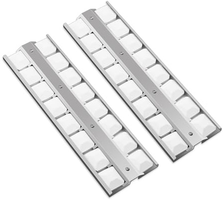 Plowo Lot de 2 plateaux à briquettes et briquettes en céramique pour modèles de barbecue à gaz Viking - Plaque chauffante en acier inoxydable - 45,7 x 14,9 cm - Remplace les pièces 032370-000