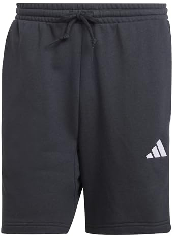 adidas Hombre Essential Three Stripes French Terry Short Shorts, Black/White, M