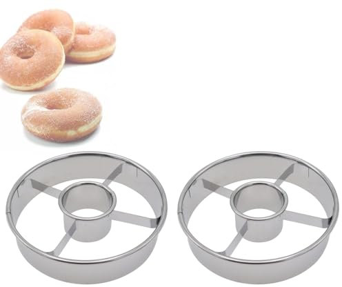 Joyangy 2 Pack Stainless Steel Donut Cutter, 3.86 Inch Doughnut Cutters Mold, Professional Baking Tool for Making Perfect Donuts, Bagels, Cookies, Biscuits, and More