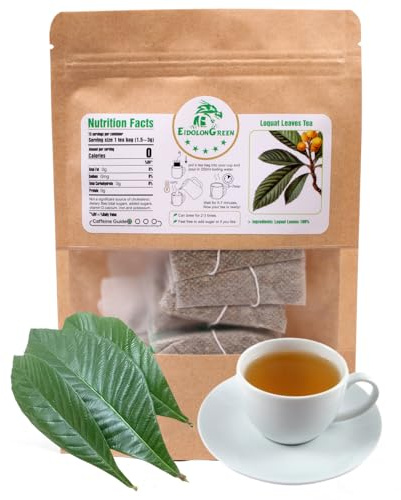 EidolonGreen Loquat Leaf Tea, Eriobotrya Japonica Tea, (Eriobotrya Japonica/枇杷叶/Pipaye/비파엽) Non-GMO, Caffeine-Free, 15 Bleach-Free Tea Bags