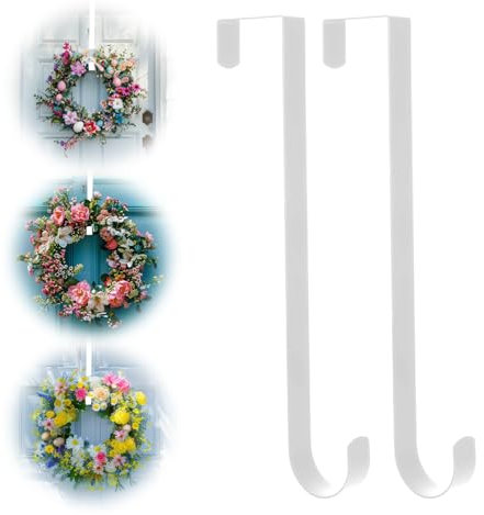 Molain Lot de 2 Crochets de Couronne en Acier Inoxydable - Pour Porte Extérieure - Pour Halloween, Noël, Mariage, Maison, Bureau - Blanc