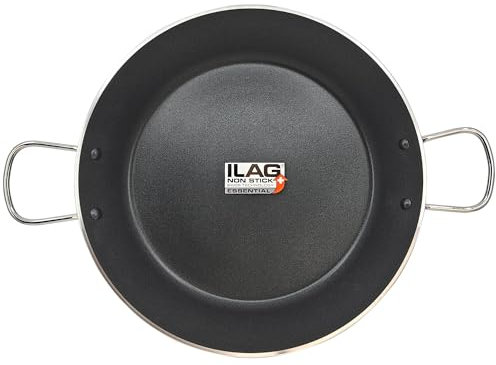 briebe Zaffran Paellera Induzione 42 cm, 9-10 porzioni di Paella, Antiaderente ILAG Ecologico senza PFOA, spessore 3 mm, alluminio pressato, adatto a tutte le cucine, piano cottura, gas, forno