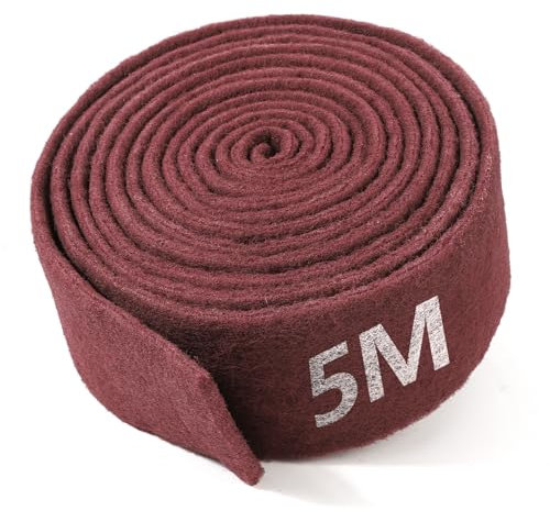 Dreamhigh® Non tissé abrasif 5 m x 100 mm grain 240, Tampon de ponçage Extrêmement durable grâce à une imprégnation unique, Rouleau Abrasif de ponçage pour bois, métal, acier