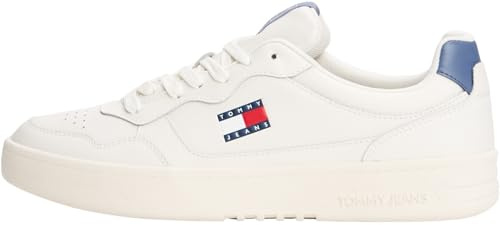 Tommy Jeans Uomo Sneakers con Suola Preformata Essential in Pelle, Blu (Blue Moment), 42