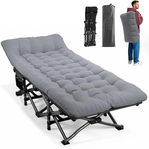 ATORPOK SHOP Lit de Camping Pliable Robuste pour Adultes，lit de Couchage avec capacité de 200 kg pour Bureau/Voyage/extérieur (Gris)