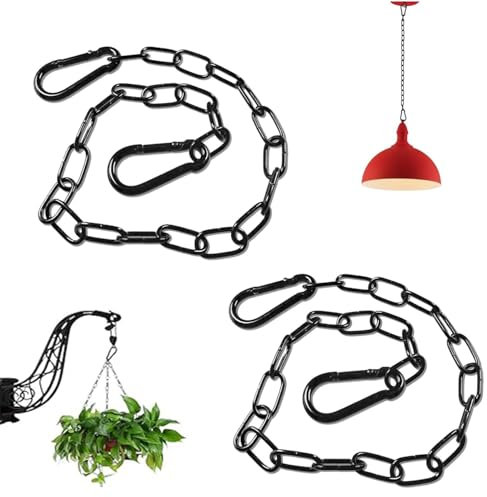 JINJUMEI 2PCS Catena in ferro galvanizzato, catena in ferro con moschettone, lunghezza 50 cm, catena di sicurezza con serratura per porte di recinzione, cancelli da giardino (nero)