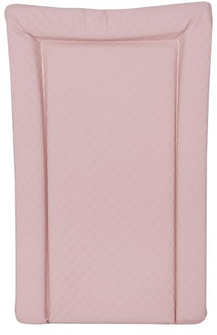 Deluxe Unisex Baby Waterproof Changing Mat with Raised Edges 46x73cm Quilted Caro Solid Colour - Pink or Blue or White or Grey (Pink)