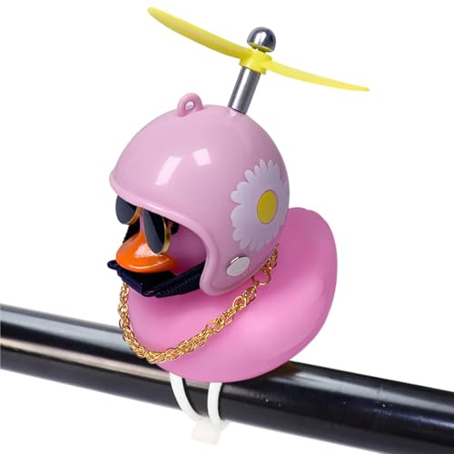 EIHI 1 Pezzi Campanello per Bicicletta per Anatra, Campanello Bici, Decorazioni per Bici D'Anatra, Campanello per Bicicletta per Bambino, Rosa Anatra con Casco per Bambini, Adolescenti e Adulti