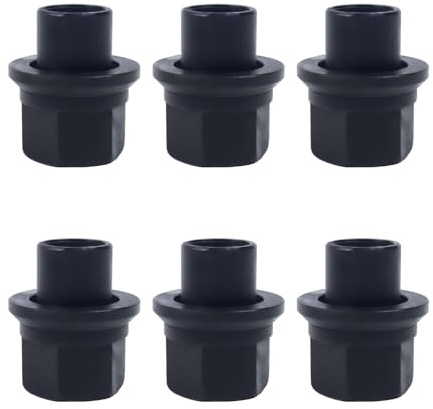 6 Pack Two-Piece 19mm Sleeve Wheel Lug Nuts Fit for Heavy Duty Semi Trucks with Hub Piloted Steel Dual Wheels, M22-1.5 Flanged, 33mm Hex, 26mm Bolt Hole, Black, Torque 500-550 ft-lbs