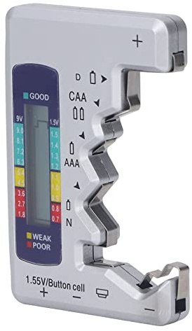 Ejoyous Batterietester Digitale, Tester per Batterie a Bottone 1.5V 9V, Tester per Batterie Misuratore di Batterie Preciso per Batterie AA AAA 6F22 e Accumulatori (SILVER)