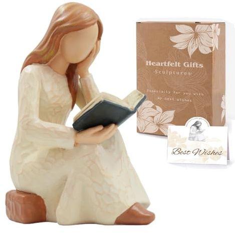 Book Lover Gifts for Women Figurine – Resin Reading Statue for Readers