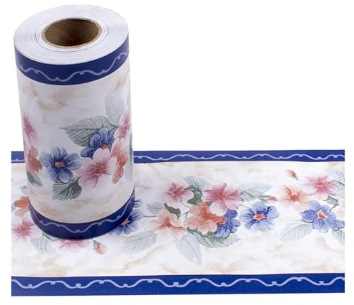 Pegatinas De Borde Autoadhesivas 1 borde de papel tapiz autoadhesivo de PVC for decoración de sala de estar, estilo pintura lavada(Color 03)