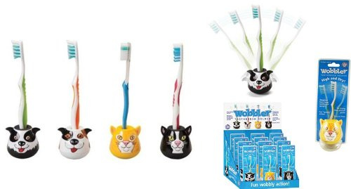 Wobbler Toothbrush Holder 2 x Cats and 2 X Dogs