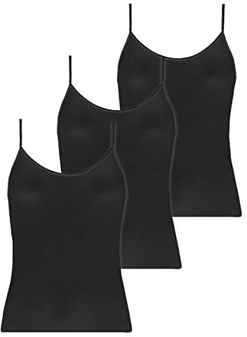 Pompadour Damen Spaghettihemd Passion 3er Pack Größe 42, Farbe schwarz