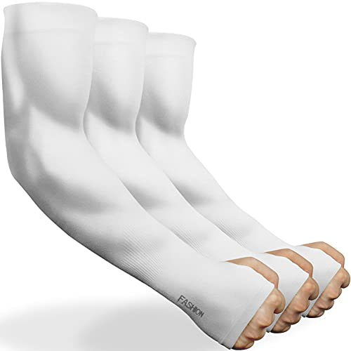 beister Manicotto Braccio Uomo e Donna (3/6), Anti UV Protezione UPF 50+ Manico del Braccio Con Foro per il Pollice Raffreddamento Antiscivolo Polsino Gaming, Cooling Sport Compressione Arm Sleeves